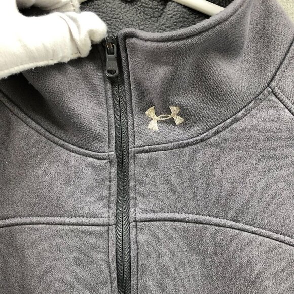 Under Armour Fleece Pullover Womens M 1/2 Zip Gray Loose Mock Neck Sweatshirt - Picture 7 of 12